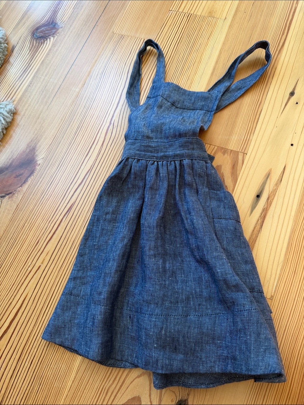 Soor ploom pinafore Girls' Chambray Cross-Back Dress in Blue